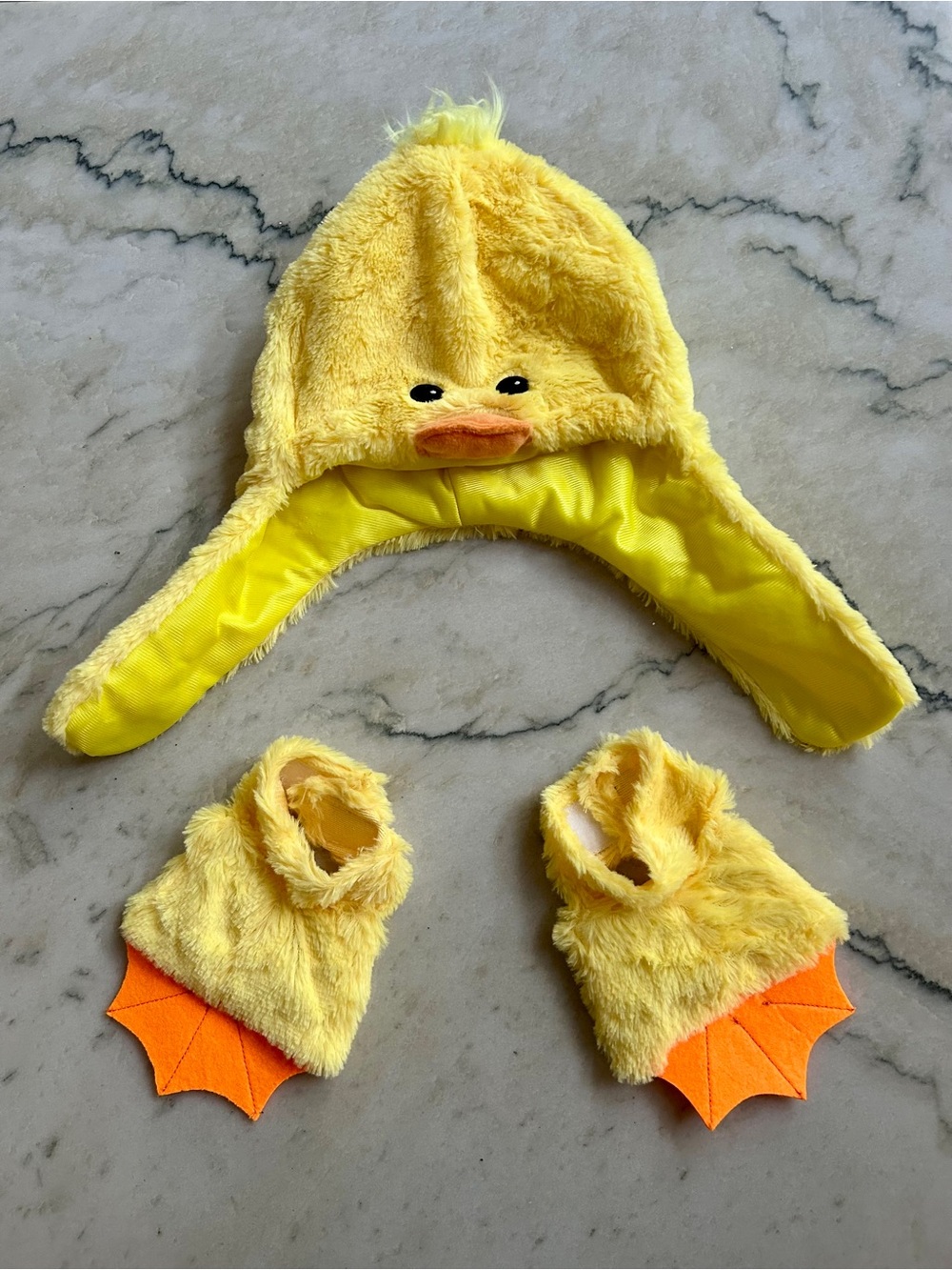 Yellow Duckling Plush Hat and Feet Set - Kids Costume